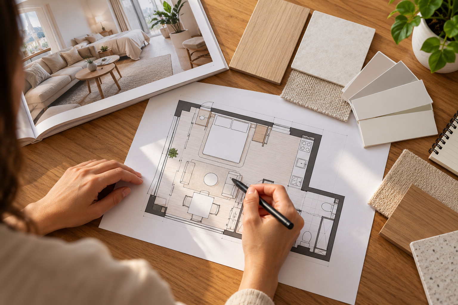 Planificar la distribución antes de elegir los muebles en un monoambiente